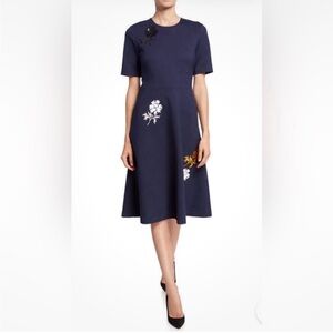 Tory Burch Embellished
Ponte Dress Navy Pockets Flower
Sequins Size M